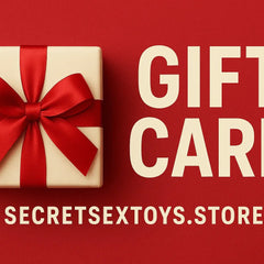 Gift Cards from SecretSexToys.store with a red ribbon on a red background