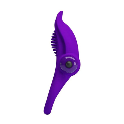 Purple 10-Mode Silicone Vibrating Cock Ring Toy with flexible, body-safe design for personal and couples' play.