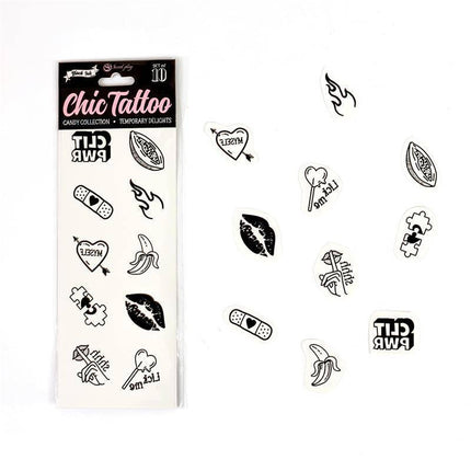 10 temporary Tattoos Candy Collection - Chic Tattoo's bold, candy-themed temporary tattoos for festivals and parties.