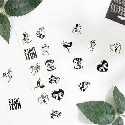 10 temporary tattoos Kinky Collection featuring provocative designs for flirting and seducing, perfect for parties and festivals.