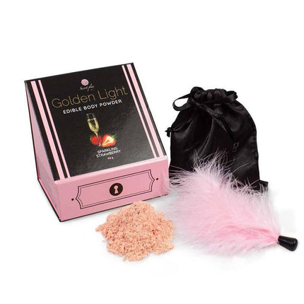 100% Edible Powder Kit and Feather Tickler Sparkling Strawberry with pink feather and powder