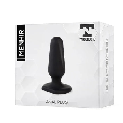 Menhir Anal Plug Silicone Black in packaging, showing product design and branding.