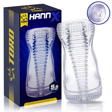 Hannx2 Ultimate Handjob Stroker Open Concept 5.5 packaging and product design