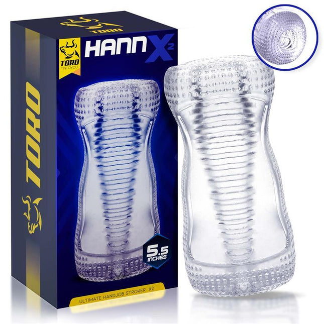 Hannx2 Ultimate Handjob Stroker Open Concept 5.5 packaging and product design