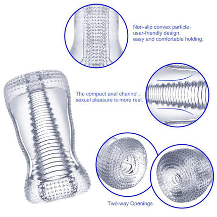 Hannx2 Ultimate Handjob Stroker Open Concept 5.5 with open-ended design for customizable pleasure and two-way openings.