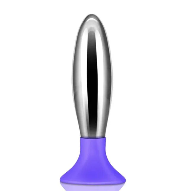 Butt Plug Bobby Metal and Silicone Purple with dual-material design and premium finish suitable for comfort and security.