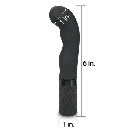 Vibe O-Sensual G Intru G-Spot Black vibrator with ergonomic design and 7 vibration intensities, shown with dimensions.