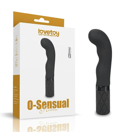Vibe O-Sensual G Intru G-Spot Black vibrator by LoveToy with packaging, featuring ergonomic design for focused G-spot stimulation.