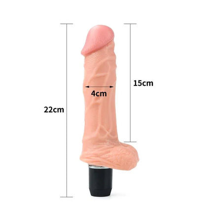 Dildo Flexi 9 with Vibration Flesh, flexible 22cm shaft, body-safe PVC material with vibration feature