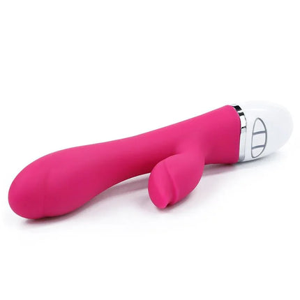 Vibe Dreamer II USB Rose Red silicone vibrator with dual motors, 7 intensities, and near-silent operation for ultimate pleasure.