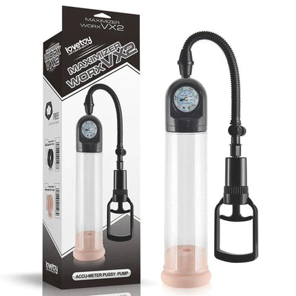 Penis Pump with Pressure Gauge Maximizer Worx VX2 Vagina in packaging