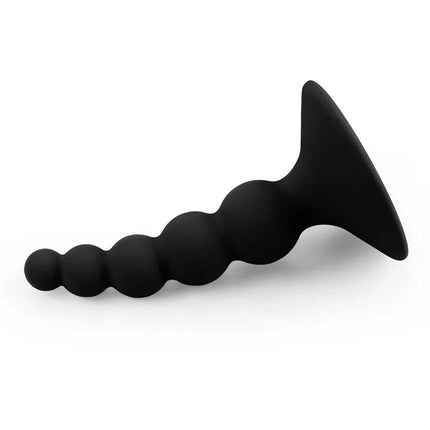 Butt Plug Lure Me Silicone Black with curved shaft and suction cup designed for beginners, offering customizable anal stimulation.
