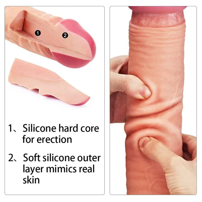 "Dildo Nature 12 Dual Layer Flesh featuring realistic soft silicone outer and firm core design for natural feel."