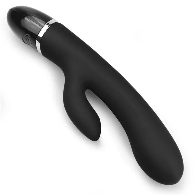Vibe O-Sensual Clit Duo Climax Black luxury vibrator for G-spot stimulation with customizable vibrations, in sleek black design.