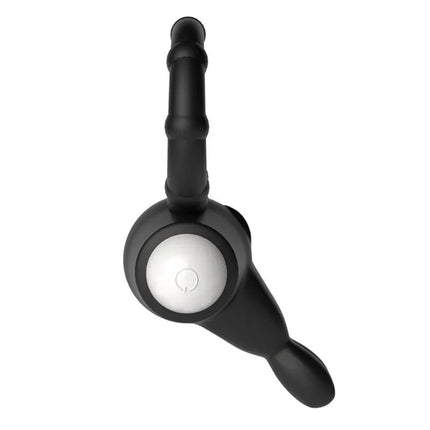 Vibrating Cockring Power Clit Black with rabbit-ear clitoral stimulators and single-speed motor for couples' shared pleasure.