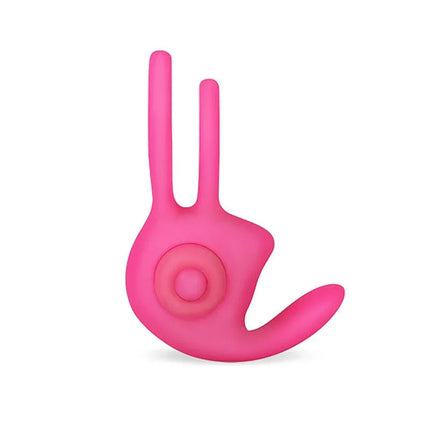 Double Vibrating Cockring Power Clit Duo Pink silicone couple's toy with 10 speed functions for enhanced pleasure and discreet use.