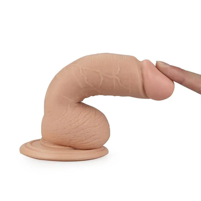 Dildo Real Extreme 7 Flesh, realistic 17 cm dildo with lifelike texture and soft, phthalate-free PVC material for safe contact.