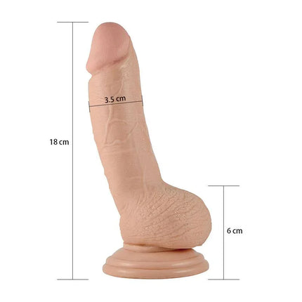 Dildo Real Extreme 7 Flesh - 17 cm realistic dildo with suction base, skin-safe PVC material, measures 3.5 cm in diameter