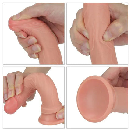 Dildo Nature 7 Liquid Silicone Flesh featuring dual-density flexibility and realistic suction cup for enhanced pleasure.