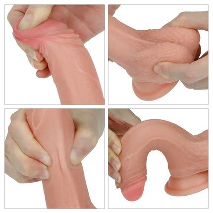 Dildo Nature 7 Liquid Silicone Flesh showcasing lifelike dual-density design and flexibility.