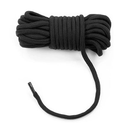 Rope Bondage Soft Black cotton rope for Japanese-style bondage, 10 meters, soft texture, ideal for harnesses and restraints.