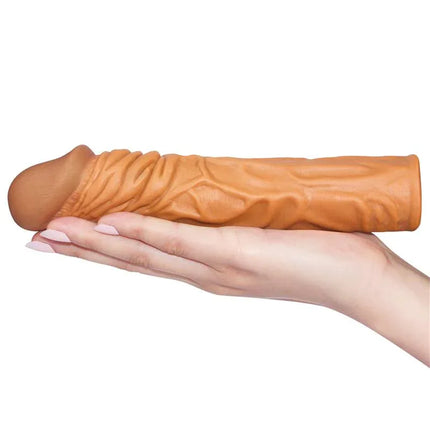 Penis Sleeve Add 2 Pleasure X Tender Brown with realistic texture and design