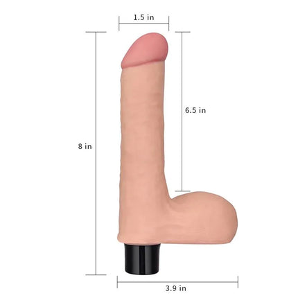 Vibe Real Softee 8 Flesh realistic vibrator with skin-soft texture, 8-inch size, and lifelike design for natural pleasure.