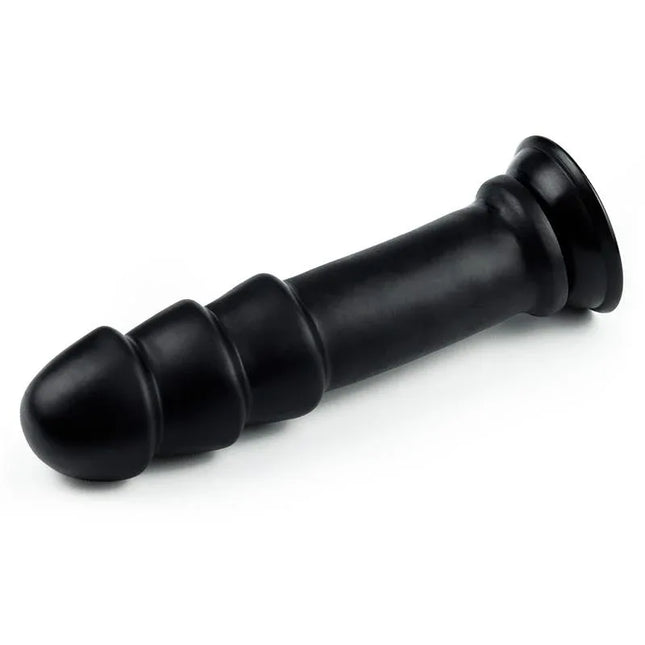 Dildo King Sized Anal Ripples 11.25 Black with rippled shaft for deep fullness and pleasure