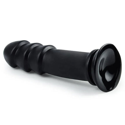 Dildo King Sized Anal Ripples 11.25 Black - soft, flexible anal stimulator with rippled design for deep pleasure.