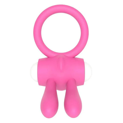 Vibrating Cockring Power Clit Pink with soft silicone ring and dual clitoral stimulators for couples' enhanced pleasure