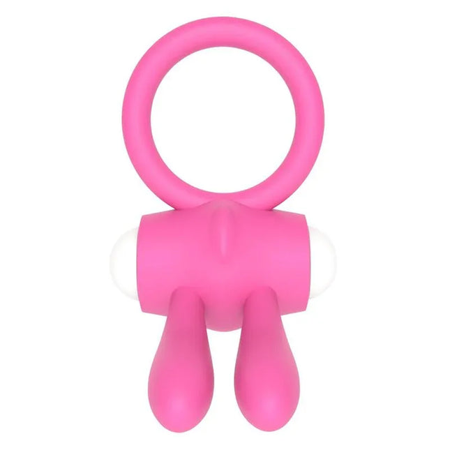 Vibrating Cockring Power Clit Pink with soft silicone ring and dual clitoral stimulators for couples' enhanced pleasure