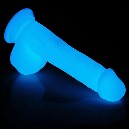Dildo Lumino Play 8.0 glowing in the dark for versatile pleasure; body-safe materials for adventurous adults.
