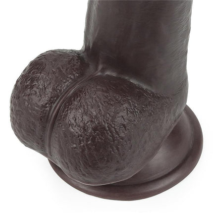 Close-up view of the Dildo Sliding 9 Black, highlighting its realistic texture and sturdy suction base for enhanced solo or shared play.