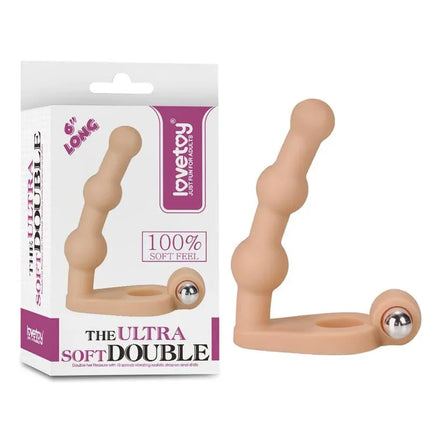 Anal Stimulator The Ultra Soft Bead 6 with Vibration Flesh in packaging and product view