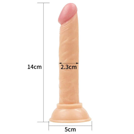 Dildo Enduro Blaster 5 Flesh, 14cm length, 2.3cm diameter, phthalate-free PVC, soft and flexible design with measurement markings