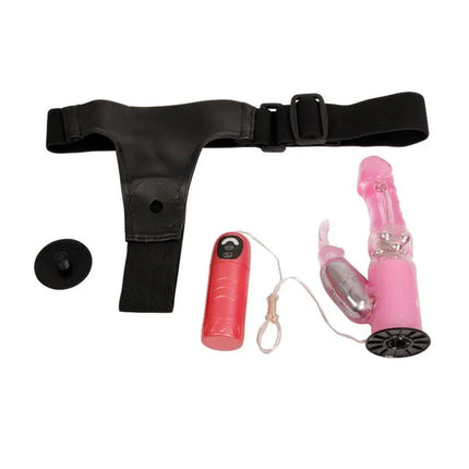 Baile Vibrating Strap-on with Dildo Pink 18 cm, premium harness set with remote, perfect for versatile pleasure and customizable experiences.