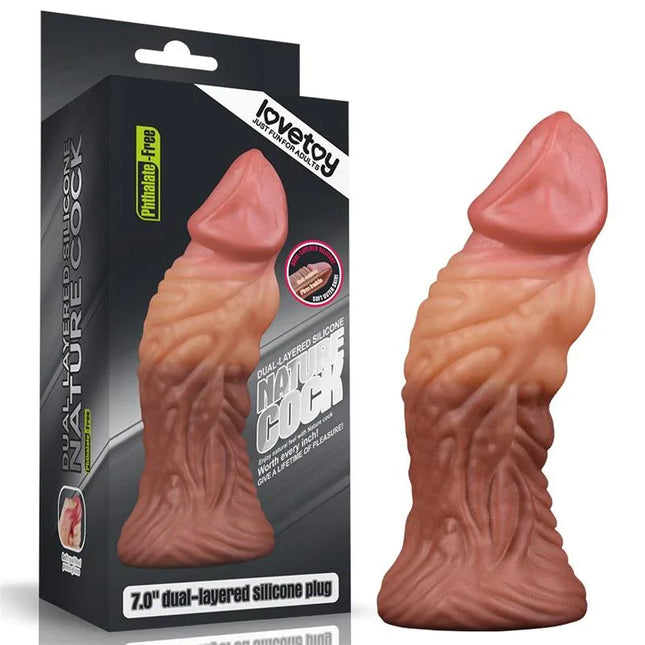 Dildo Nature 7 Dual Layer by Love Toy King, double-layer silicone, realistic design, and premium texture for authentic adult play.