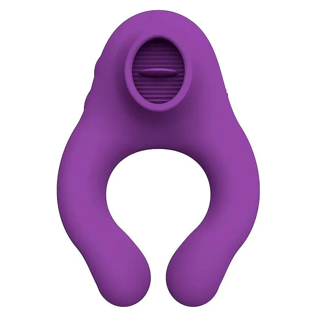Fenda Vibrating Ring with Licking Tongue and Remote Control 3 Motors Magnetic USB, purple waterproof rechargeable device