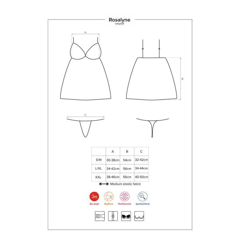 Rosalyne Babydoll and Thong Red Size S M