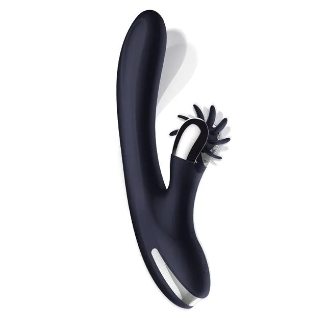 Darkspace Vibe with Rotating Tongues and Finger Movement Blue vibrator with triple motors and luxury design