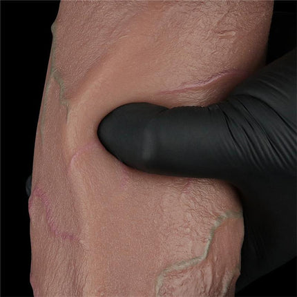 Close-up of Dildo Dual Layered Silicone XXL 9.5 showcasing its realistic texture and soft exterior.
