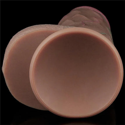 Dildo Dual Layered Silicone XXL 12 with suction cup for lifelike and versatile hands-free play.