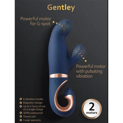 Gentley G-spot Vibe Caribbean Blue with dual motors for enhanced G-spot and clitoral stimulation, featuring waterproof design.