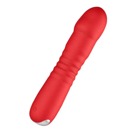 Red silicone Marygold Stimulator with Thrusting Up & Down Movement USB Silicone, compact and ideal for travel pleasure.