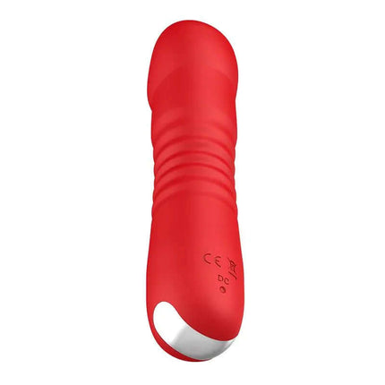 Marygold Stimulator with Thrusting Up & Down Movement USB Silicone in red, discreet and travel-friendly for intense pleasure on the go.