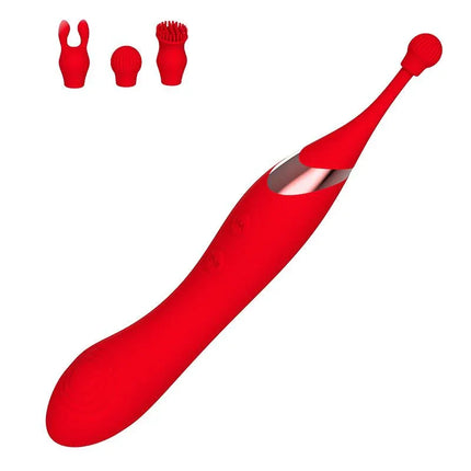 Onax Double Pulse Stimulator with Vibrating Tip USB with red design and interchangeable heads for versatile stimulation options.