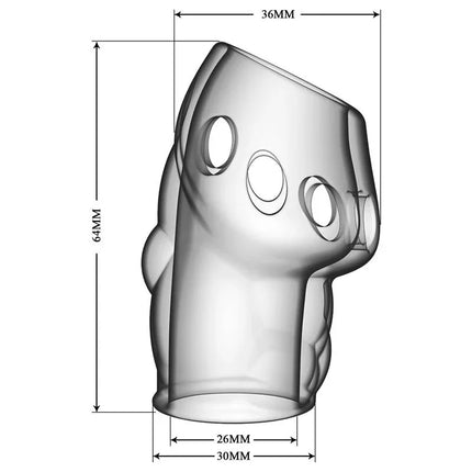 Technical diagram of Oscar Penis Sleeve Flexible with dimensions