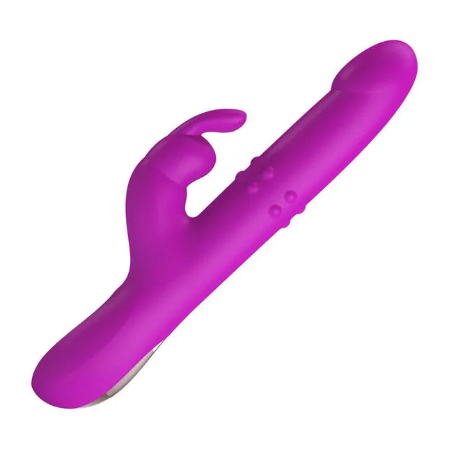 Reese Vibe with Internal Beads and Thrusting USB - purple rabbit vibrator for internal and external stimulation