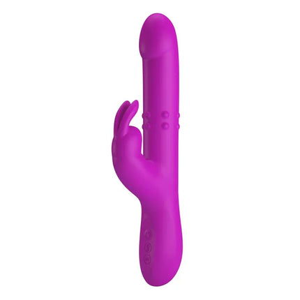 Reese Vibe with Internal Beads and Thrusting USB in vibrant pink, featuring dual stimulation design, vibration, rotation, and thrusting functions.