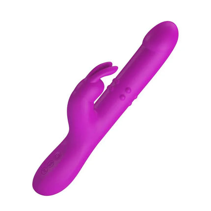 Reese Vibe with Internal Beads and Thrusting USB, purple rabbit vibrator for internal and external stimulation with multiple functions